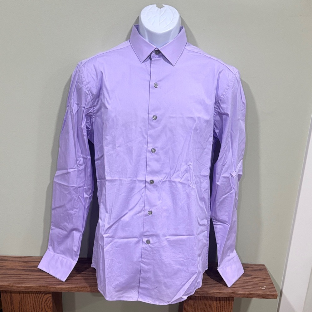 NWOT Alfani Slim Fit Stretch Purple Button Down Dress Shirt Size 15-15 1/2 34-35